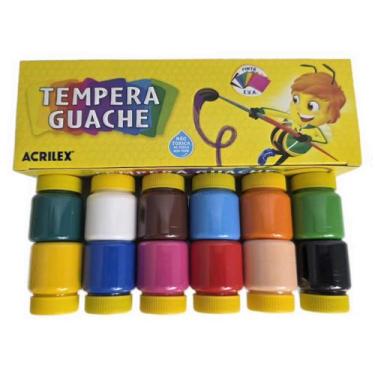 Imagem de Tinta Tempera Guache 12 Cores 15ml Cada Acrilex Kit 3