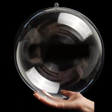 Imagem de Enfeites de bola transparente extragrande, bolas de Natal preenchíveis de 19,8 cm, bolas de Natal transparentes separadas de plástico transparente para artesanato faça você mesmo, decoração de festa