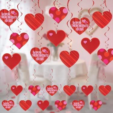 Imagem de 12 peças de decorações para pendurar no dia dos namorados – corações festivos e redemoinhos para o dia dos namorados, decoração perfeita para sala de aula e casa, ornamentos românticos de férias