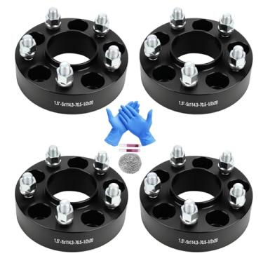 Imagem de Autodevil Espaçadores de roda 5 x 4,5 cm (5 x 114,3 mm) PCD 70,5 mm furo do cubo M12 x 1,25 pinos adaptadores de roda CNC de alumínio 4 peças acessórios de roda de carro peças adequadas para Mustang