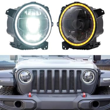 Imagem de HAKA TOUGH Faróis de LED para Jeep Wrangler JL Acessórios 2018-2025, Halo DRL para Jeep 4xe Luzes de LED antirreflexo farol alto baixo para acessórios Jeep Gladiator JT 2018-2025
