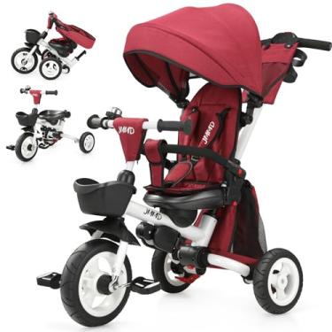 Imagem de JMMD Triciclo Para Bebê, Triciclo Infantil Dobrável 7 Em 1 Com Alça Ajustável Para Os Pais, Arnês De Segurança E Freios De Roda, Capota Removível, Armazenamento, Carrinho De Bicicleta Para Crianças De