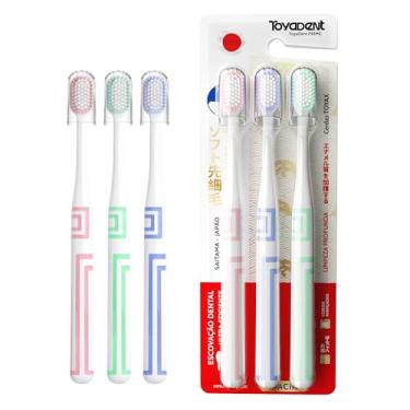 Imagem de TOYADENT PRIME Escova de Dente para Adultos – Kit com 3 Unidades, Cerdas Macias, Para Viagem, Cores Variadas, Médio, Proteção Gengival