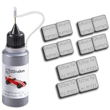 Imagem de Kit de pesos de carro de madeira de pinho - Pesos de carro de pinho e pó de grafite, 113 g, 12 peças, 2 tamanhos, pesos Derby, mais de 100 corridas, durabilidade, ajuste universal — Lubrificante em pó