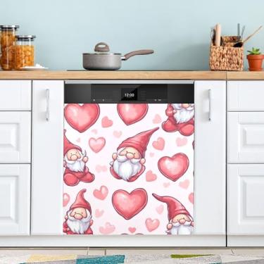 Imagem de ATTX Capa de ímã para lava-louças Dia dos Namorados Coração | Adesivo decorativo de eletrodomésticos de 58 x 66 cm para armários domésticos e eletrodomésticos #115