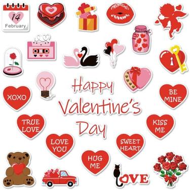 Imagem de ZCCLINN Ímãs de geladeira de coração dos namorados - 27 peças decoração de adesivo magnético de geladeira de carro feliz dia dos namorados, decoração doce para sala de aula, quadro de avisos, garagem