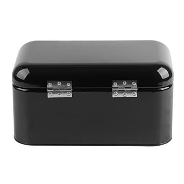 Imagem de Aqur2020 Armazenamento de Caixa de Pão, Organizador de Cozinha de Ferro Com Revestimento Em pó Liso, Recipiente de Alimentos de Grande Capacidade para Bancada, Sala de Estar, Quarto (BLACK)