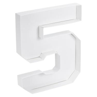 Imagem de PATIKIL Caixa de papel número 5 de papelão de 25,4 cm, recipiente preenchível para decoração de festa de aniversário de chocolate e doces, branco