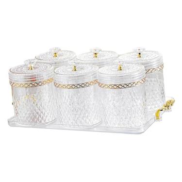 Imagem de Baoblaze Organizador de alimentos, utensílios de cozinha, gaveta, profissional, e multifuncional, para temperos, grãos de café e 6 frascos, Claro