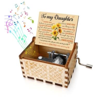 Imagem de Caixa de música presentes para filha da mãe caixa de música manivela gravada caixa musical You are my sunshine manivela de madeira caixas musicais para filha no aniversário, Natal, formatura, ação de