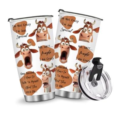 Imagem de Caneca de café com isolamento térmico copo de viagem garrafa de água presentes para Natal, aniversário, dia das crianças, presente de aniversário, gado gelado, 590 ml, cabo de aço inoxidável quente e