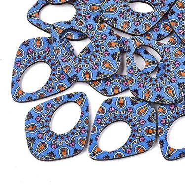 Imagem de Pingentes inacabados impressos em forma de lágrima, pingentes azuis artesanais, berloques de fabricação de joias a granel para fabricação de brincos, 4,5 x 3,7 x 0,3 cm, orifício: 1,5 mm