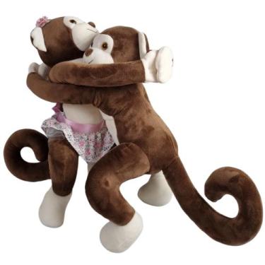 Imagem de Casal Pelúcia Macaquinho 35cm Menino Menina Brinquedo Decoração Festa 