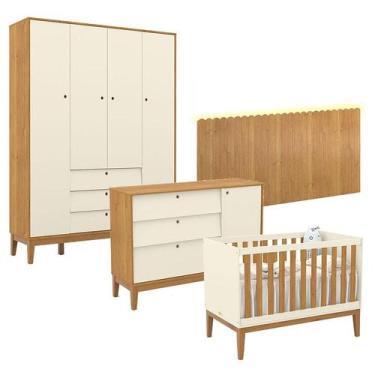 Imagem de Quarto de Bebê Unique 4 Portas com Cômoda Sapateira e Painel Farm com 