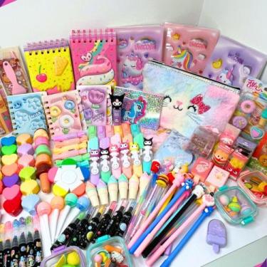 Imagem de Kit Papelaria Fofa Kawaii caixa 15 Itens Presente Criativos - Presente