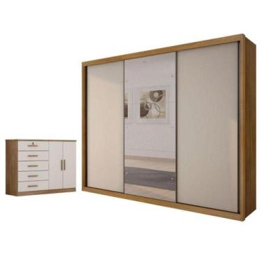 Imagem de Guarda Roupa Casal Palazzo Com Espelho E Cômoda Seul Cumaru 25 Fendi -