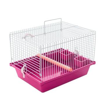 Imagem de Gaiola De Transporte Com Poleiro Para Passaro Periquitos Agapornis Calopsita(ROSA)