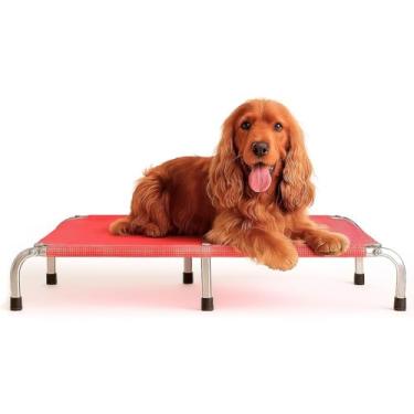 Imagem de Cama Suspensa Ortopédica para Cachorro Grande | Pet Bed em Alumínio com Tela Respirável Rosa