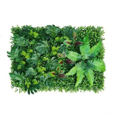 Imagem de Painel de parede de planta verde artificial para decoração de casa de grama sintética de plástico 40 x 60 cm para sala de estar, hotel, café, fácil de limpar (2)