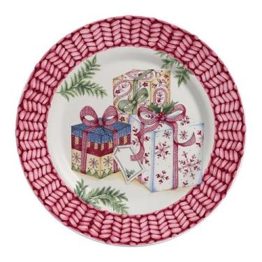 Imagem de Conjunto com 6 Pratos Raso Acetinado Gifts Natal Ø29cm - Alleanza Cerâ