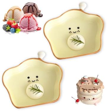 Imagem de Pacote com 2 tigelas de sobremesa de cerâmica em forma de pão, tigelas de sorvete amarelas para crianças, pratos de servir de festa divertida, presentes de Natal e utensílios de mesa de cozinha