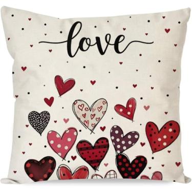 Imagem de Judishyish Love Fronha de almofada de coração para presente de dia dos namorados, 45,7 x 45,7 cm, decoração de casa, sofá, quarto, fronhas, fronhas de presente para amantes
