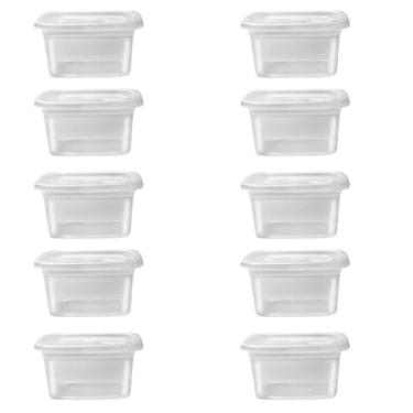 Imagem de Kit 10 Potes Marmita Quadrado 900 ml Para Freezer e Microondas