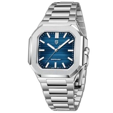 Imagem de Relógio octogonal de luxo Pagani Design com vidro de safira, caixa de aço inoxidável de 37 mm, movimento japonês, opções de mostrador azul/turquesa/verde/branco, Azul escuro, Casual de luxo
