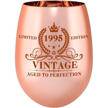 Imagem de Taça de vinho de 30º aniversário para mulheres, vintage, 1995, artigos de festa de 30 anos, decorações para ela, presentes de aniversário de 30 anos para esposa, mãe, filha, irmã, amigas, tia