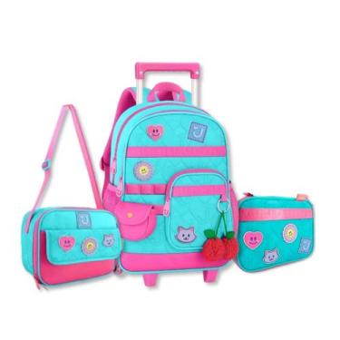 Imagem de Kit Escolar Juju Teofilo Mochila Rodinhas Lancheira e Estojo - Clio St