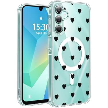 Imagem de Jkvare Capa para Samsung Galaxy A16 compatível com MagSafe, capa protetora magnética sem fio com padrão estético cristalino para mulheres e meninas - corações de bolinhas