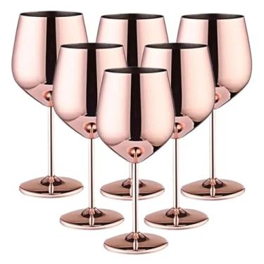 Imagem de 6 peças de aço inoxidável para coquetéis criativos de metal bar de vinho restaurante champanhe copo de vinho tinto copo de bar 、 mobiliário doméstico (ouro rosa)