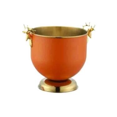 Imagem de Balde de gelo para recipiente de gelo, balde de gelo, balde de champanhe, balde de refrigeração, aço inoxidável, vinho, cerveja, champanhe (laranja)