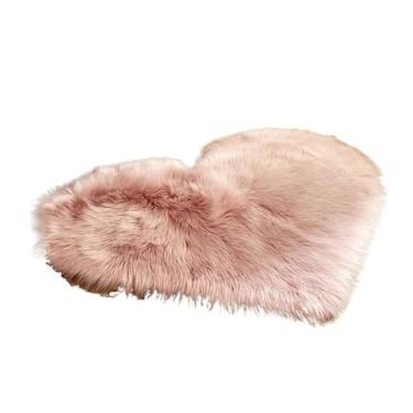 Imagem de Tapete de coração para quarto, felpudo, tapete felpudo para decoração de sofá, tapete de pelúcia (rosa, M)