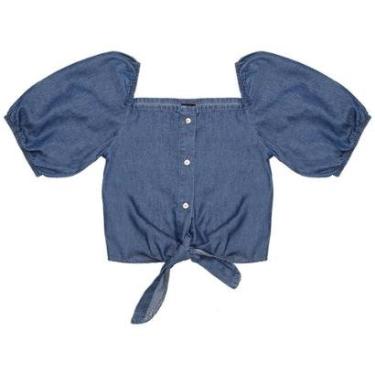 Imagem de Blusa Juvenil Look Jeans Cropped Jeans - UNICA - 14-Feminino