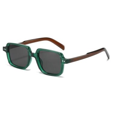 Imagem de HCHES Óculos de Sol Femininos de Luxo com Lentes Degradê em Tartaruga e Rebites Retrô Masculinos com Proteção UV400 (verde e preto)