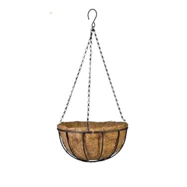 Imagem de Suporte redondo de metal para plantas de 2,3 cm (8/25.4 cm) Cesta suspensa forro de coco Plantas Vaso de jardim de flores 、Decoração de varanda para casa (25,4 cm)