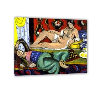Imagem de Zeichn8u Henri Matisse Arte de parede em tela duas impressões de odaliscas famosa reprodução de pintura a óleo decoração de parede para sala de estar banheiro Henri Matisse pôster 50 x 40 cm (20 x 16