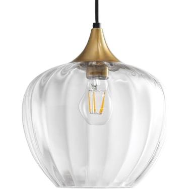 Imagem de Luminária pendente para mesa de jantar, estilo nórdico, com altura ajustável e cúpula de vidro. Design moderno e criativo para sala de jantar, cozinha, sala de estar e quarto (cinza fumê).