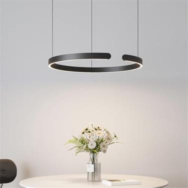 Imagem de Luminária pendente de LED para mesa de jantar, regulável, dourada rosê, design moderno com anéis, lustre de alumínio para sala de jantar, luminárias pendentes para escadas, luminária de mesa