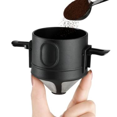 Imagem de Mini Filtro Coador Reutilizável para Café e Chá Portátil Compacto em Plástico e Aço Inox Fácil de Limpar Tamanho de 6cm x 7cm