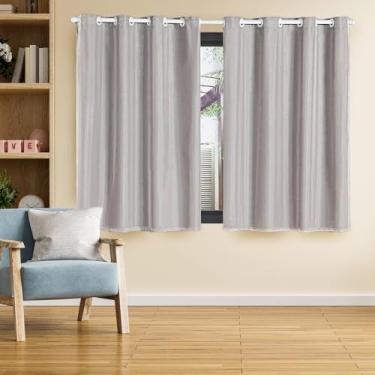 Imagem de Cortina Com Blackout Janela Varios Tamanhos Sala/Quarto Blackout PVC com Tecido (PVC PRATA COM VOIL CINZA,2,80 Largura X 1,60 Altura)