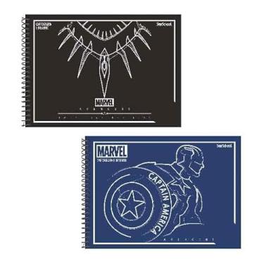 Imagem de Starschool – Caderno de Cartografia espiral Avengers Marvel | 80 Folhas lisas | Capa dura para desenho, arte e projetos de heróis