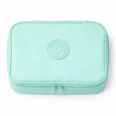 Imagem de Estojo Escolar Box com Compartimento Espaçoso Divisória em Rede com Zíper Interno para Material Escolar (Verde)