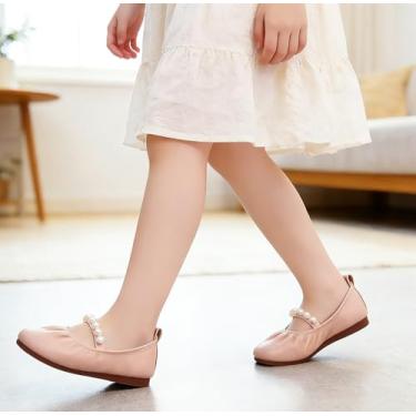 Imagem de Sapatilhas Mary Jane para meninas, sapatilhas, tiras de pérola para festa de casamento (bebês/crianças pequenas/crianças grandes), rosa, 9 Toddler