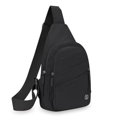 Imagem de Bolsas transversais para mulheres e homens na moda mochila casual bolsa de peito, Preto, Bolsa de ombro feminina espaçosa com vários bolsos, bolsa tiracolo feminina