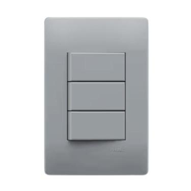 Imagem de Interruptor Triplo Simples Com Placa Linha Habitat Onix - Fame.