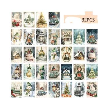 Imagem de Cartões Postais Vintage Verdes De Natal 32 Peças Presente Colecionável