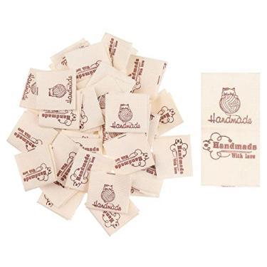 Imagem de 50 peças de etiquetas de roupas de tecido, acessórios de costura DIY, máquina de costura, bola de lã de tricô, suprimentos de malha para etiquetas de roupas (estilo 3)