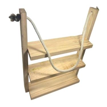 Imagem de Prateleira Madeira 3 Andares com Corda – Decorativa Design Natural Organização Elegante(3 UNIDADES)